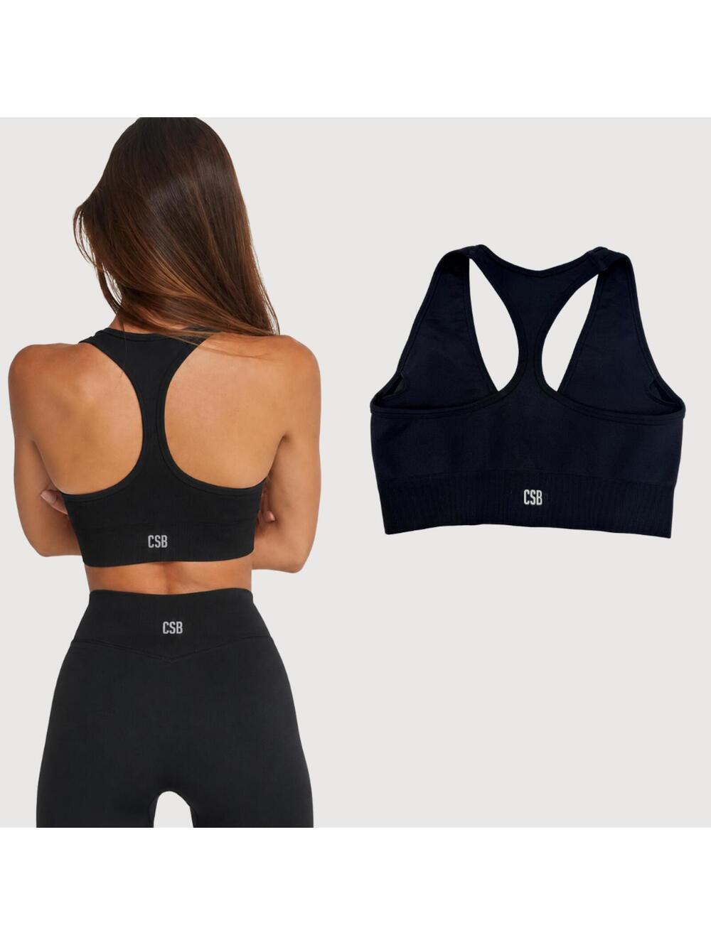 CSB Nyla Racerback Ribbed Sports Bra Black